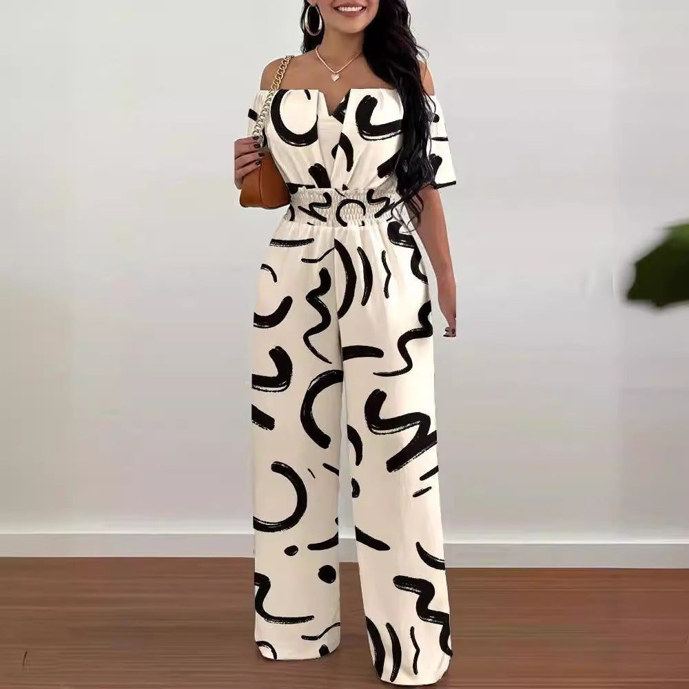 Women's Shoulder Fitted Waist Jumpsuit