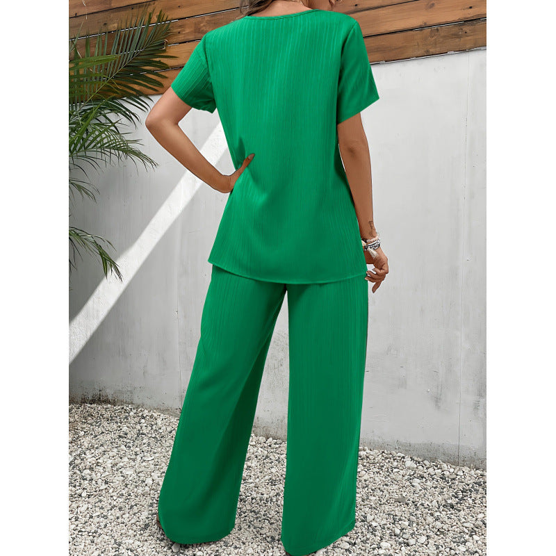 Two-piece Short Sleeve Pullover Loose Casual Set