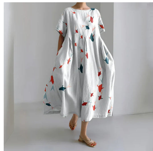 Women's Loose High-grade Short Sleeve 3D Plus Size Dress