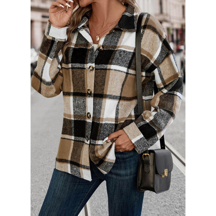 Woolen Loose Plaid Shirt