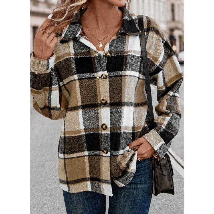 Woolen Loose Plaid Shirt