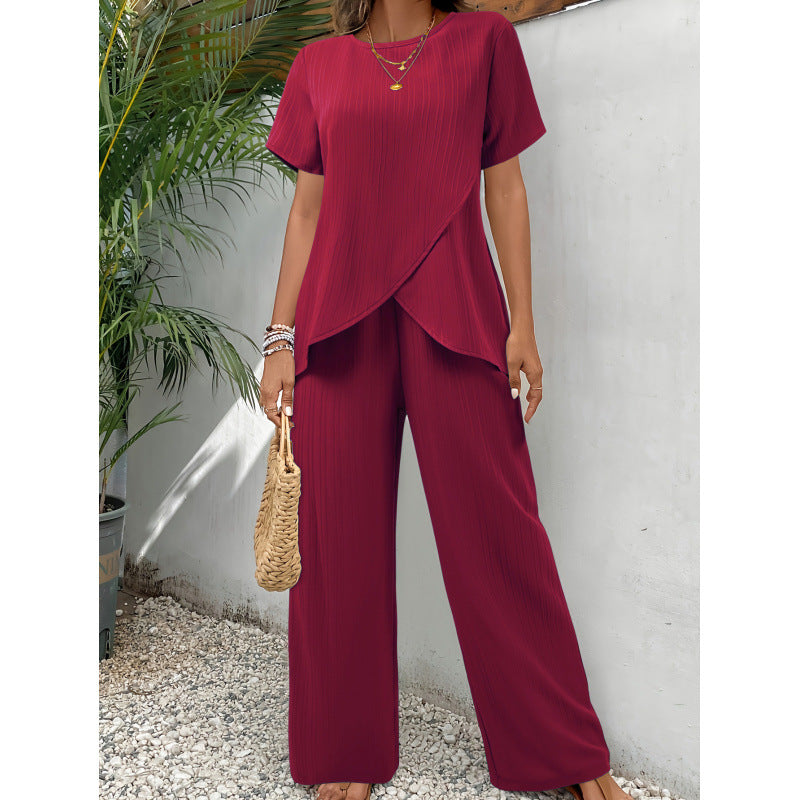 Two-piece Short Sleeve Pullover Loose Casual Set
