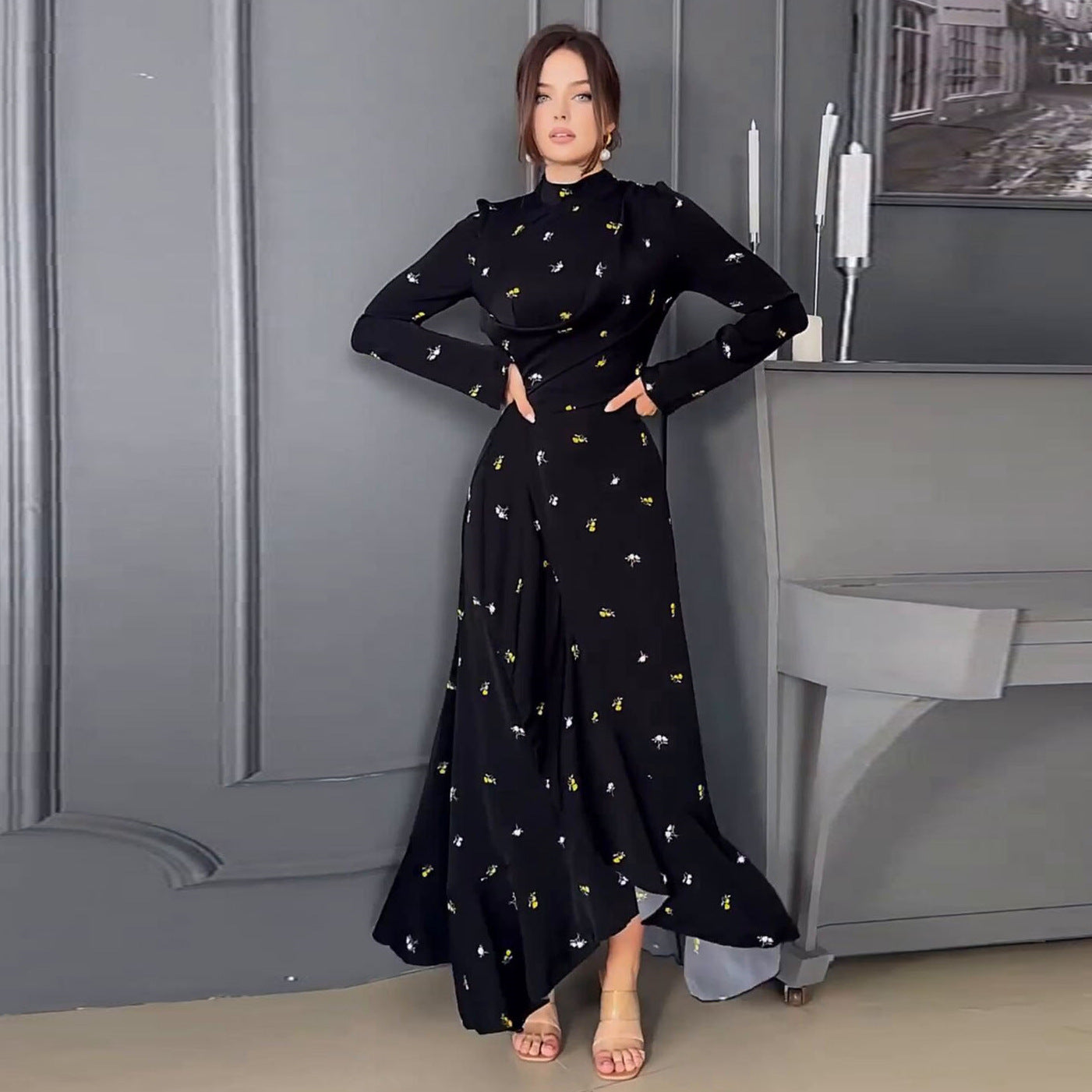 Women's Fashion Long Sleeve Slim Dress