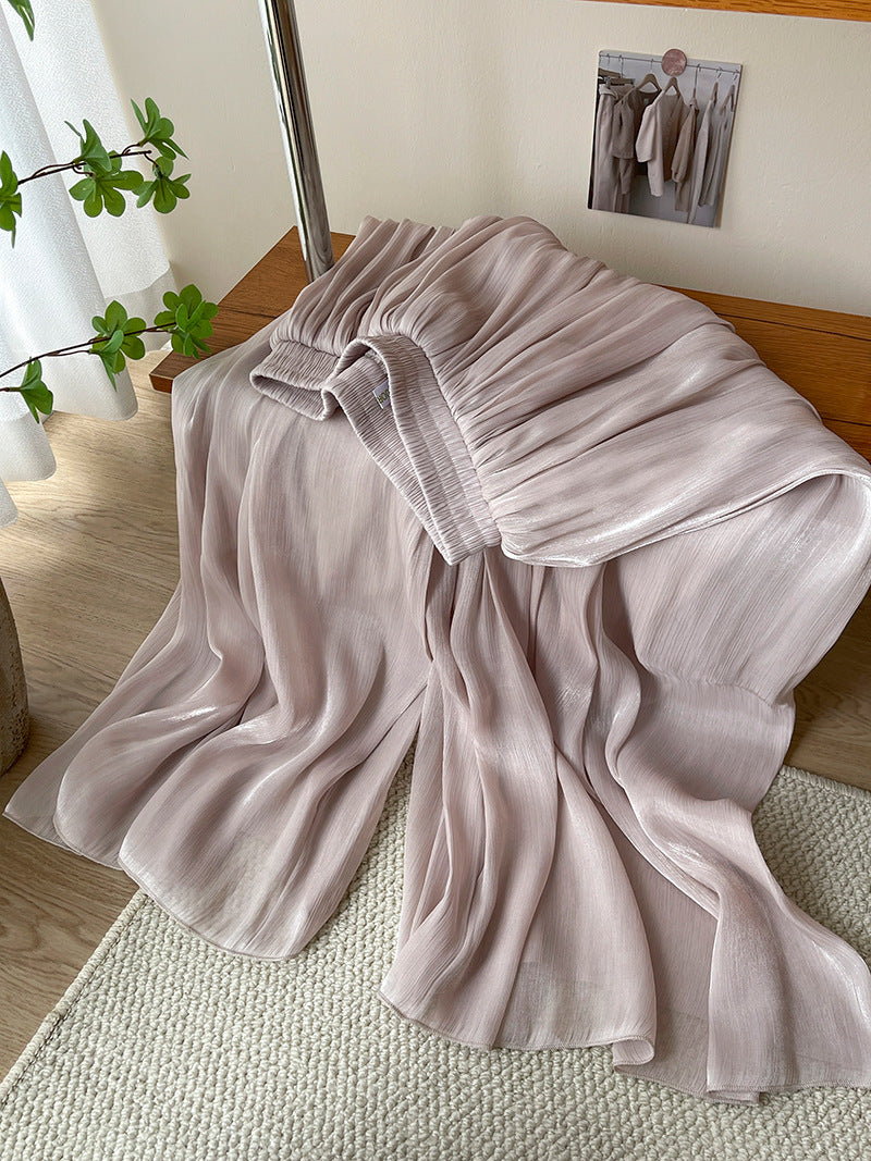 Ice Silk High Waist Long Pants