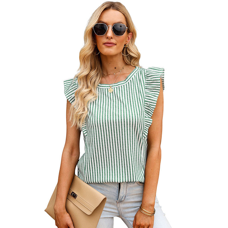 Shiying Ruffled Sleeveless Outer Wear Women's Top