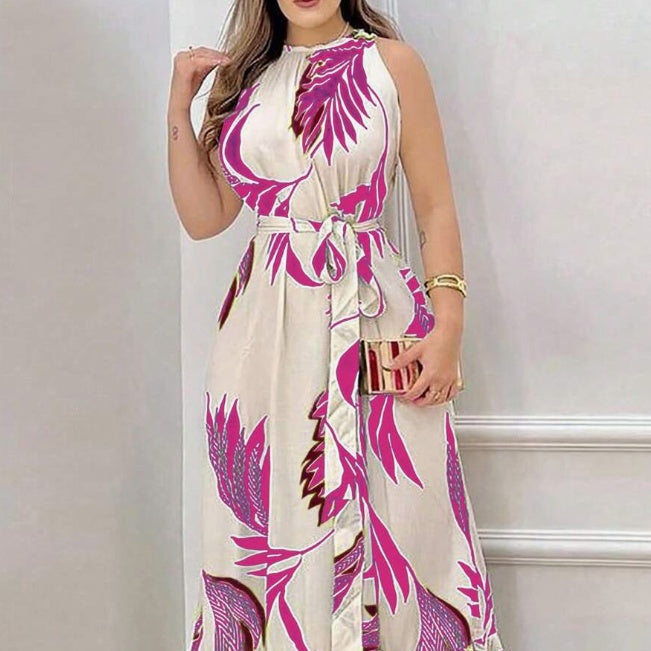 Sleeveless Dress, Casual Vacation Style Maxi Women Outfit