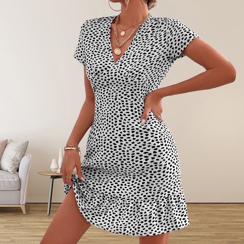 Fashion V-neck Loose Casual Holiday Floral Dress Women