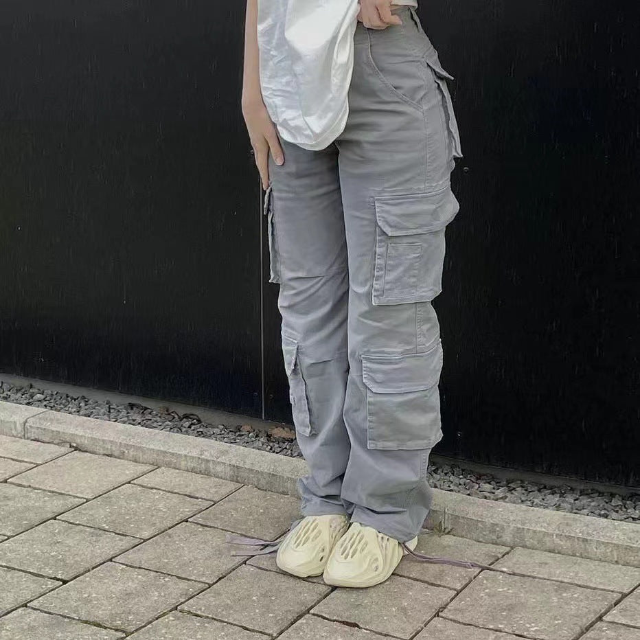 Hip-hop Trousers With Pockets Low Waist Cargo Pants