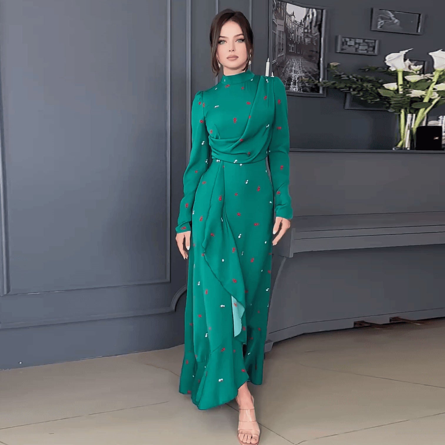 Women's Fashion Long Sleeve Slim Dress