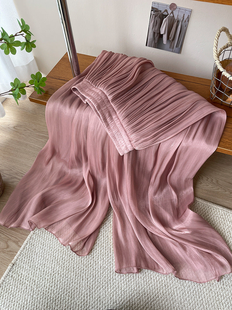 Ice Silk High Waist Long Pants