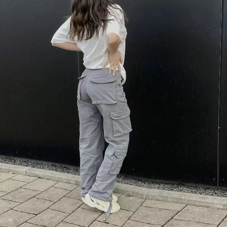 Hip-hop Trousers With Pockets Low Waist Cargo Pants