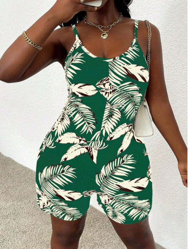 Women Casual Floral Print Sleeveless Jumpsuit