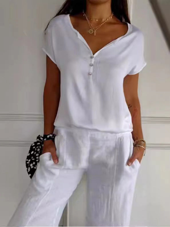 Summer Loose Simple Commute Short Sleeve Top
