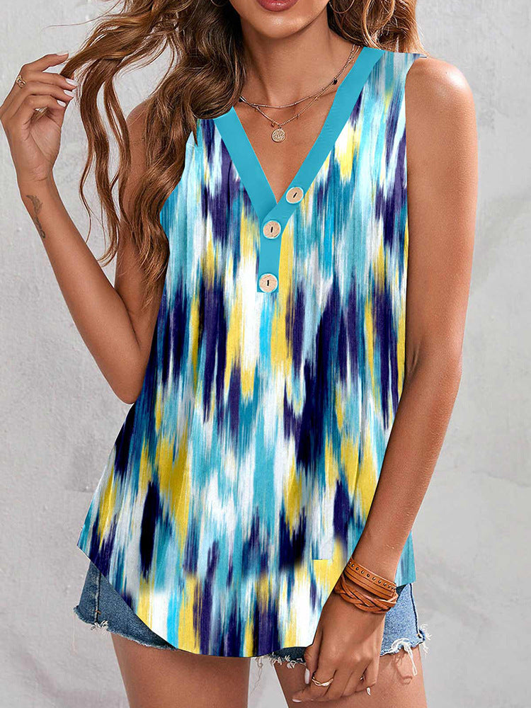 Casual V-neck Sleeveless Regular Pullover Women's T-shirt