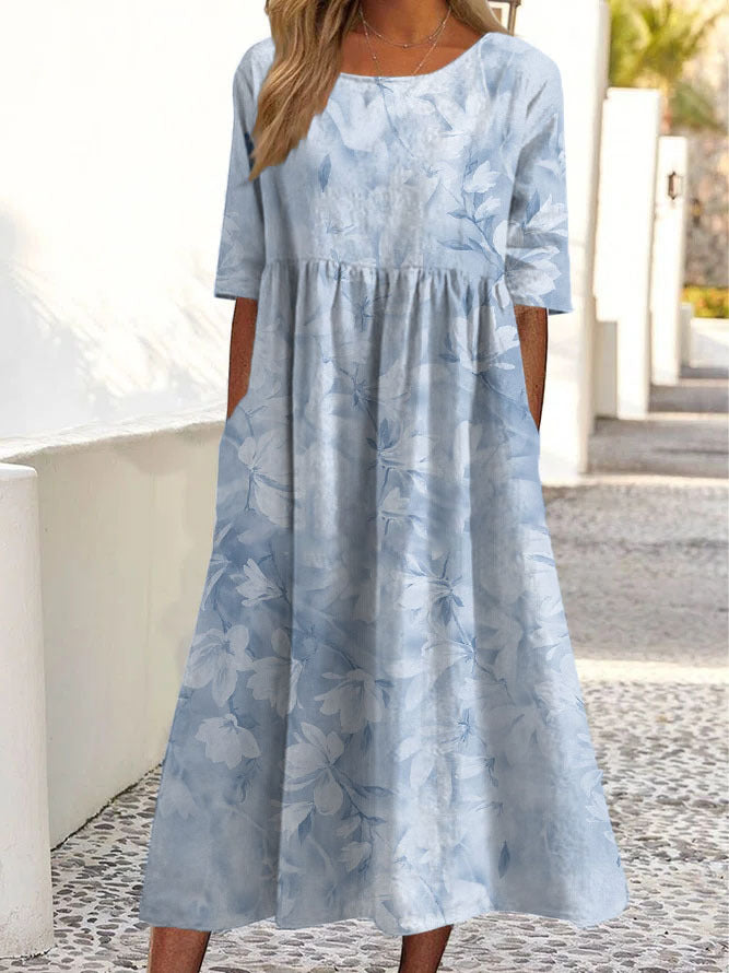 Ladies Fashion Loose Floral Print Dress