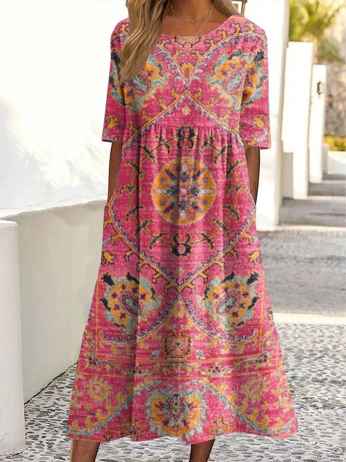 Ladies Fashion Loose Floral Print Dress