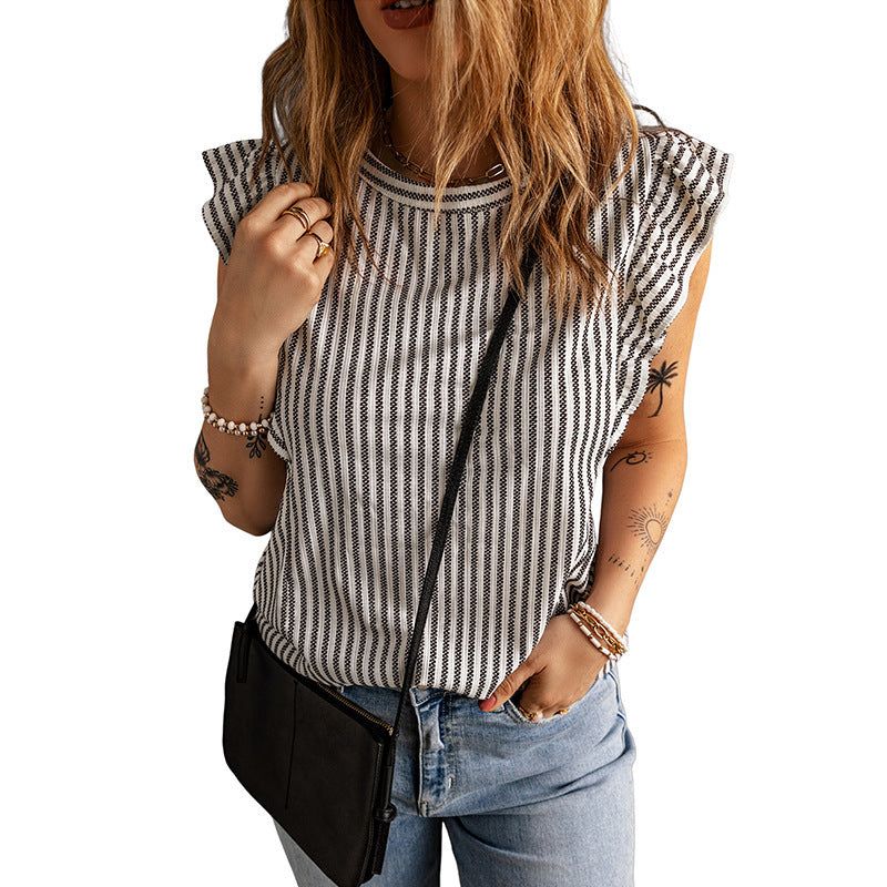 Shiying Ruffled Sleeveless Outer Wear Women's Top