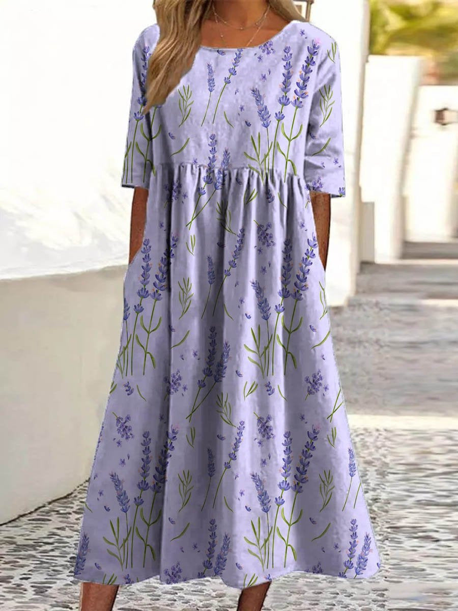 Ladies Fashion Loose Floral Print Dress