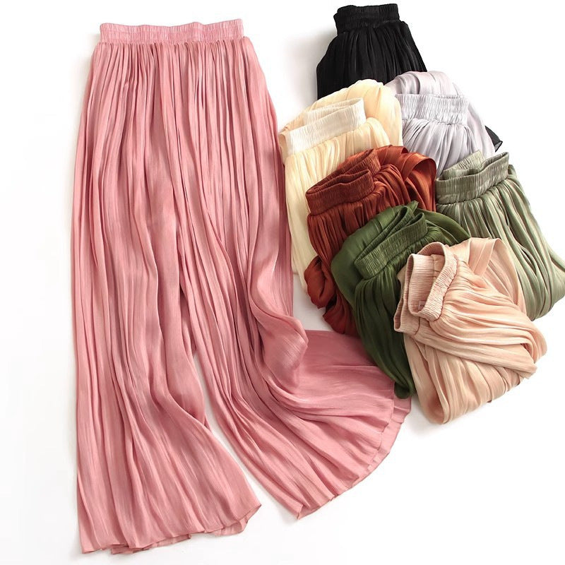 Ice Silk High Waist Long Pants