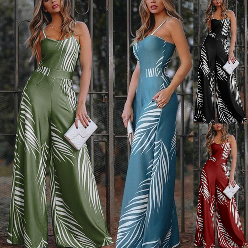 Ladies Casual Fashion Loose Suspender Jumpsuit