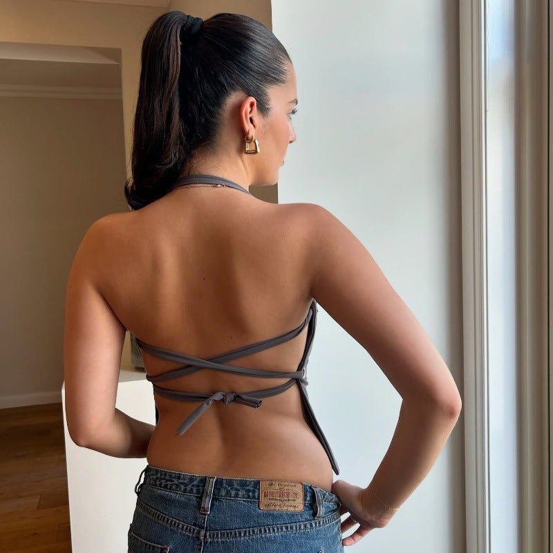 Off-neck Yoga Back Strap Halter Top