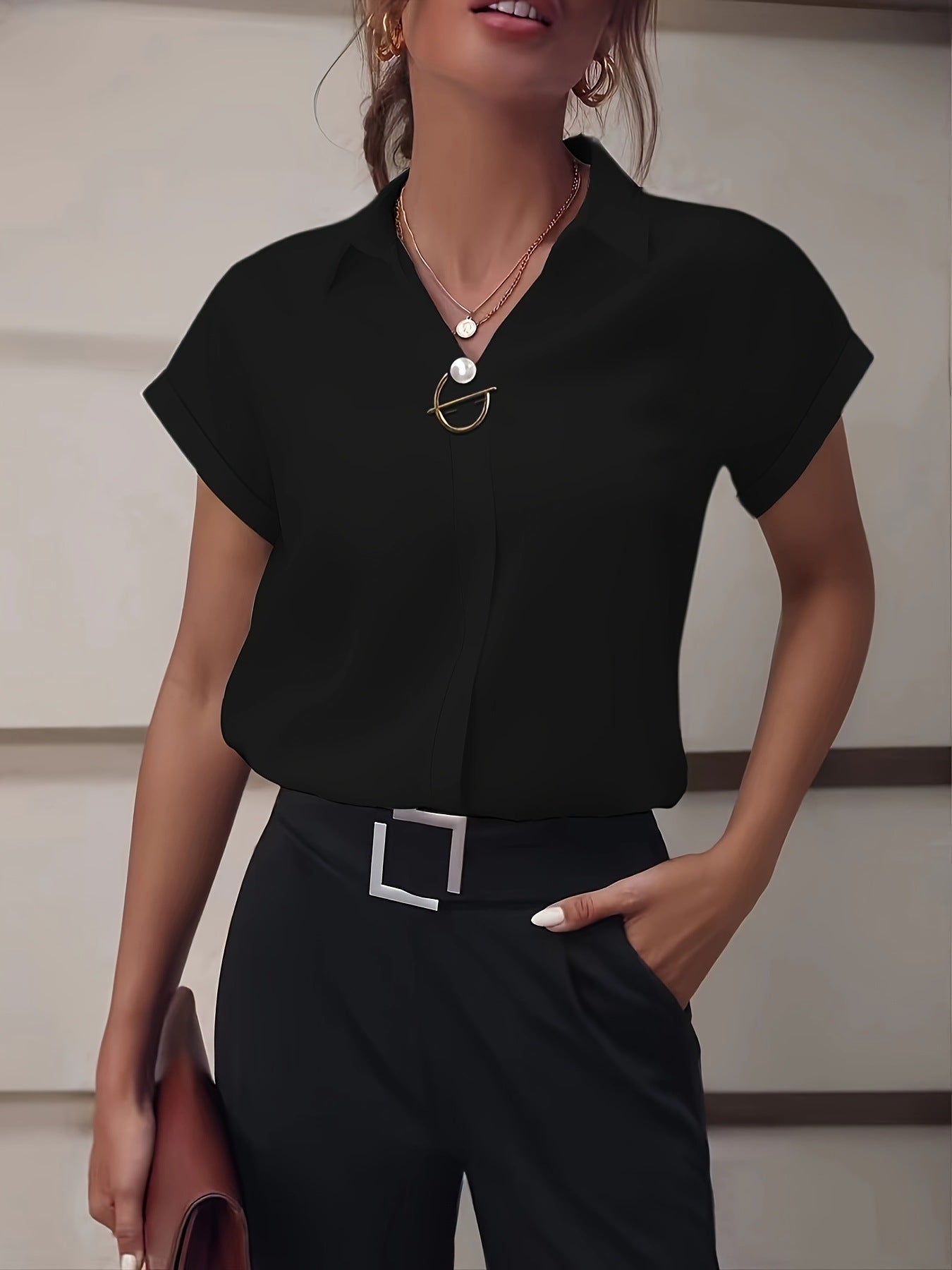 Loose Casual Short-sleeved Drop-shoulder Sleeve Shirt