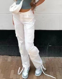 Hip-hop Trousers With Pockets Low Waist Cargo Pants