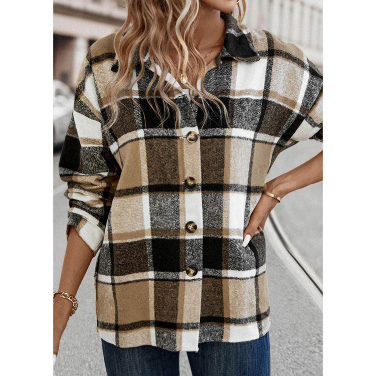 Woolen Loose Plaid Shirt