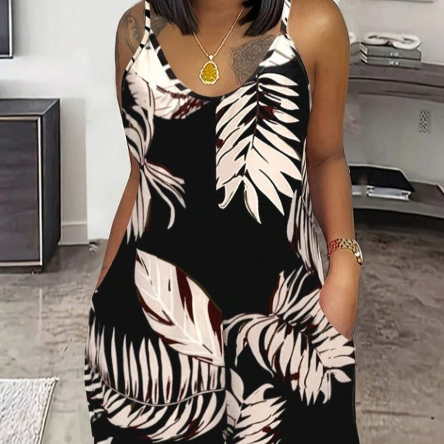 Women Casual Floral Print Sleeveless Jumpsuit