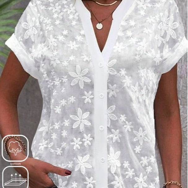 Summer Simplicity Casual V-neck Shirt For Women