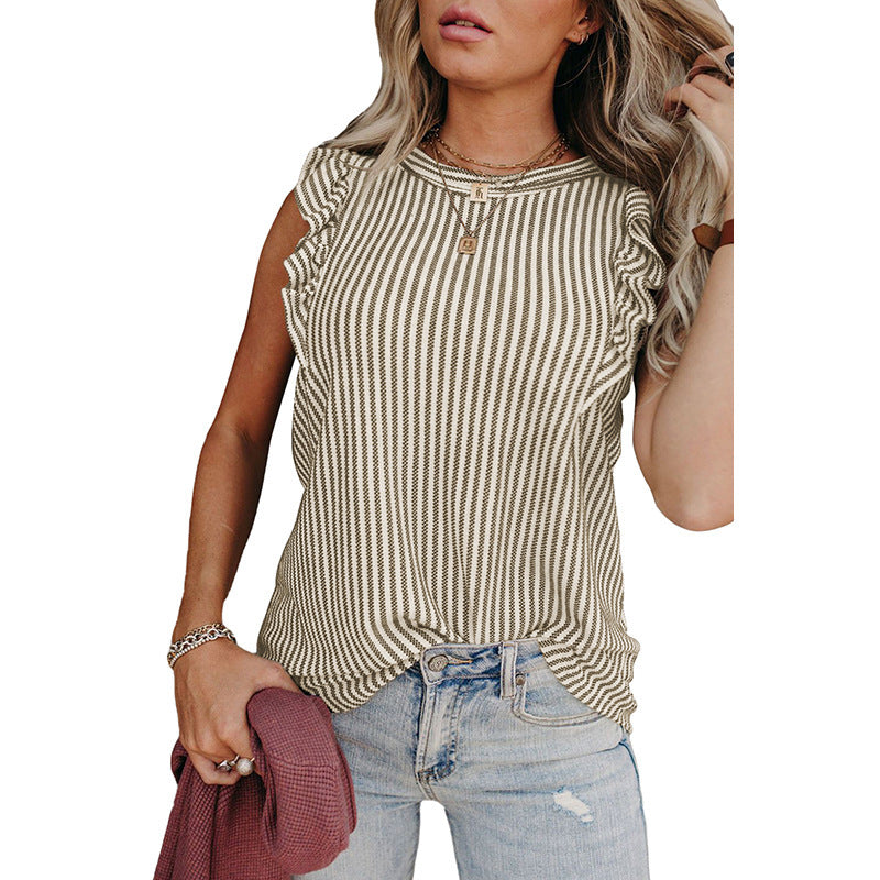 Shiying Ruffled Sleeveless Outer Wear Women's Top
