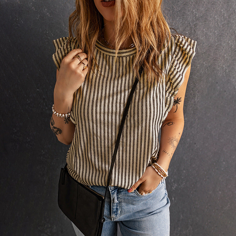 Shiying Ruffled Sleeveless Outer Wear Women's Top