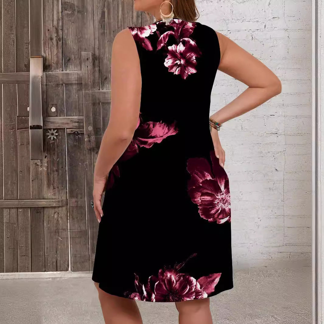 Women's Fashion Color Contrast Patchwork Short Sleeve Dress
