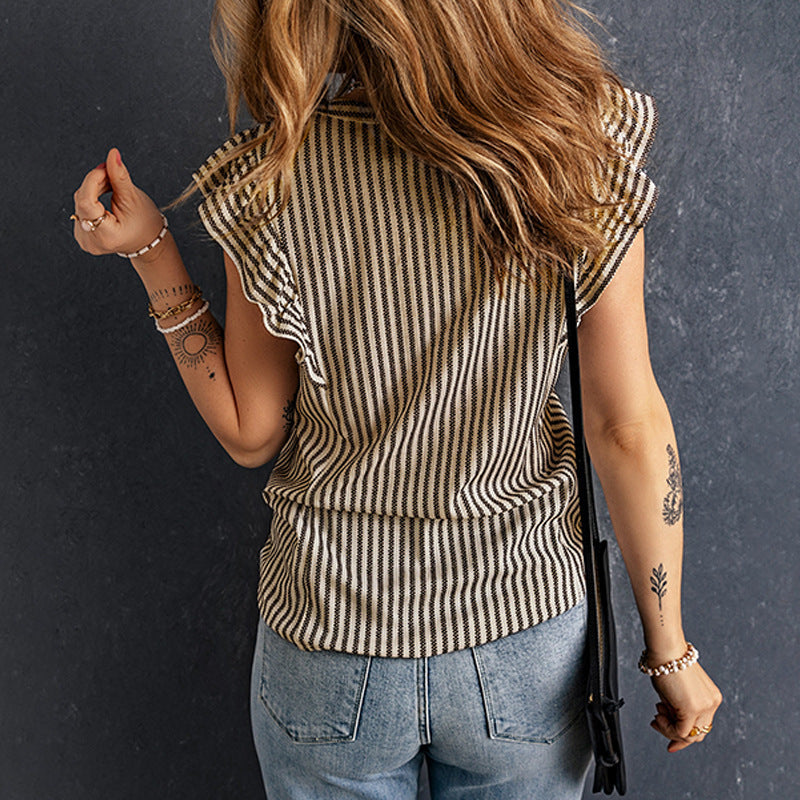 Shiying Ruffled Sleeveless Outer Wear Women's Top
