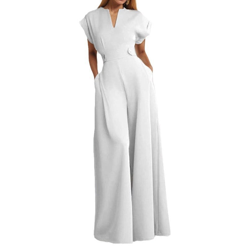 Solid Color High Waist Wide Leg Pants