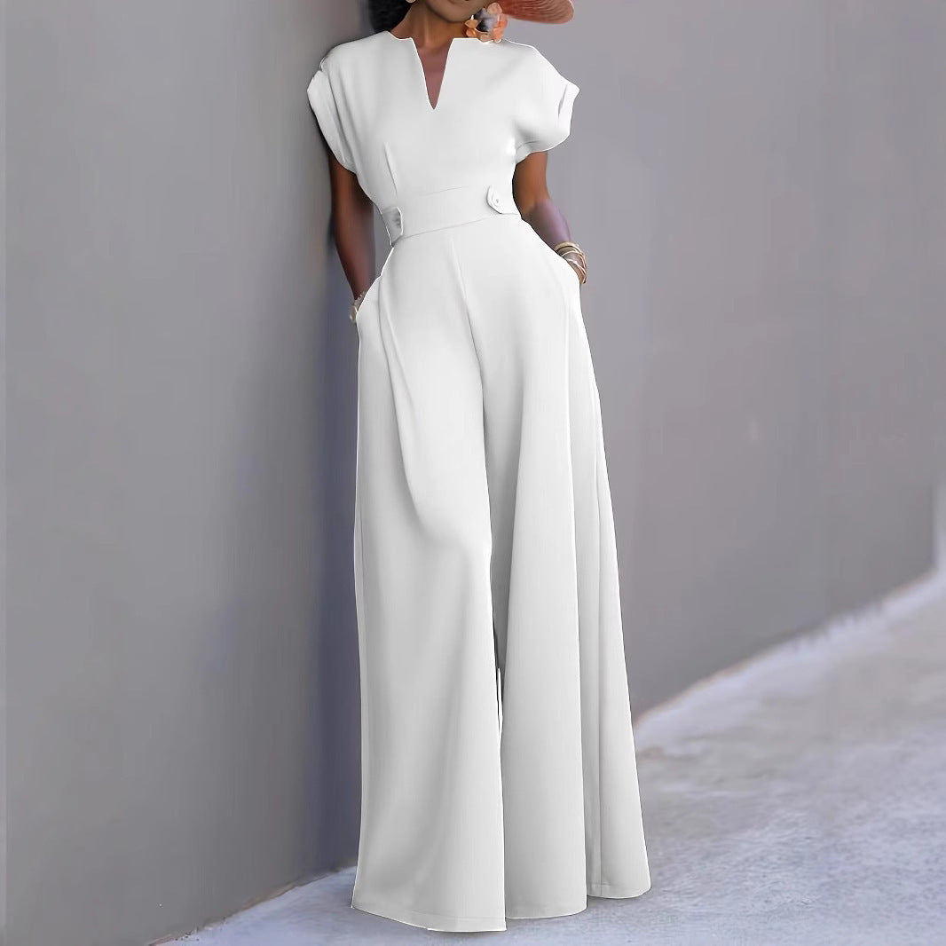 Solid Color High Waist Wide Leg Pants