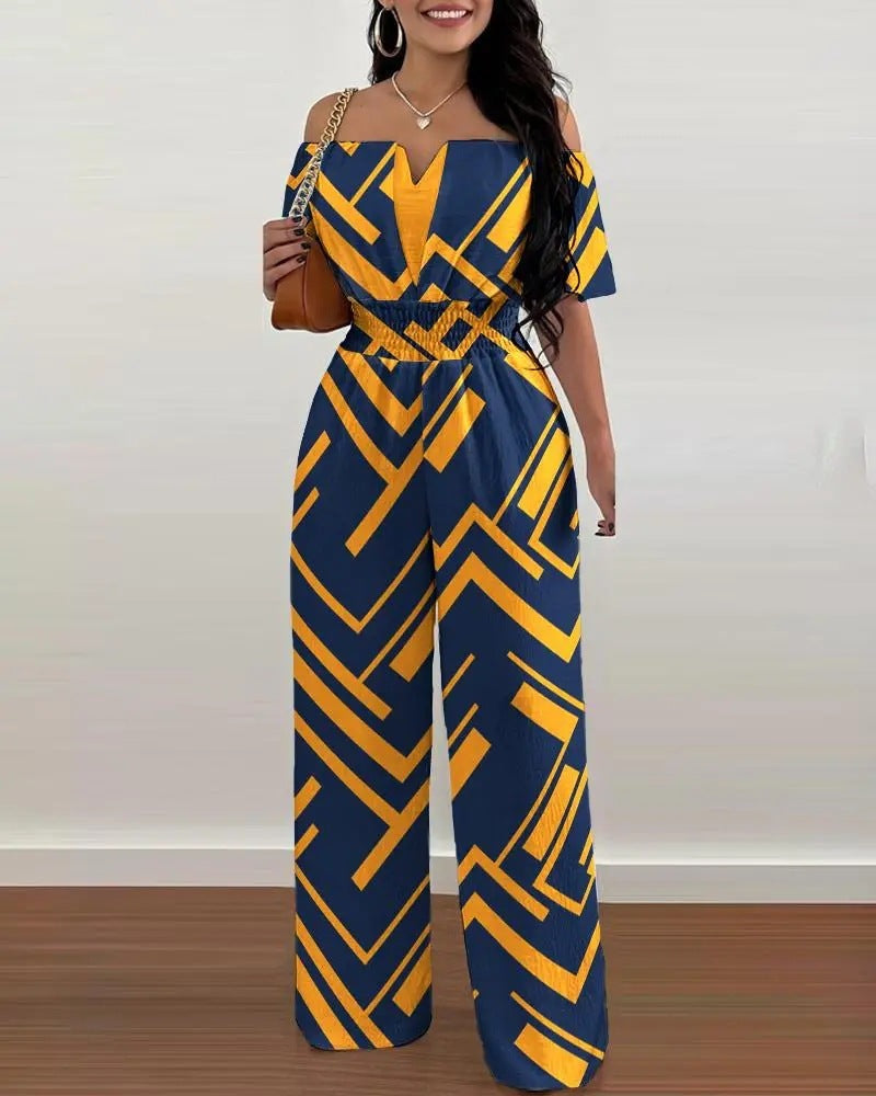 Women's Shoulder Fitted Waist Jumpsuit