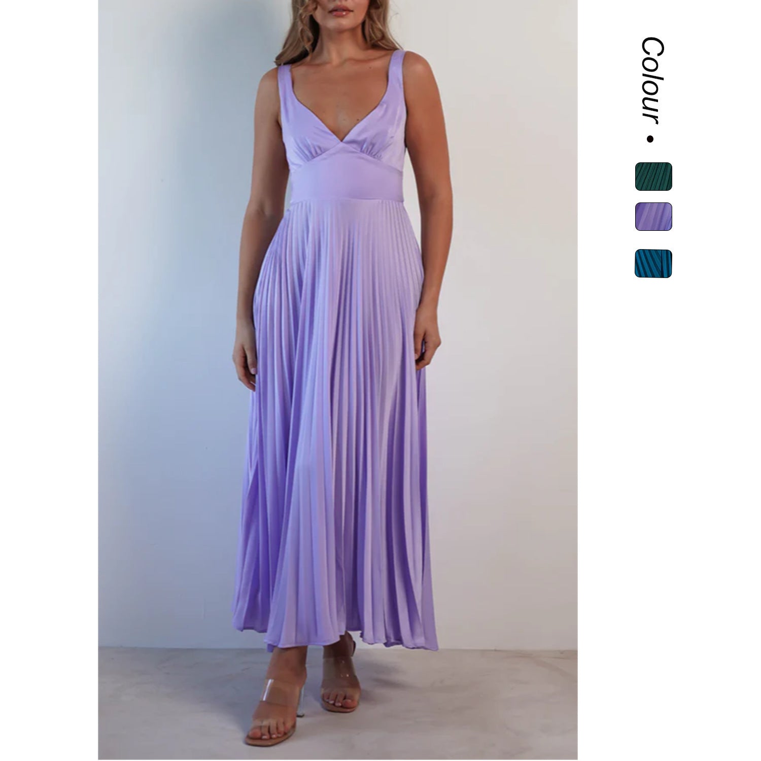 Women's Pleated V-neck Sling Dress