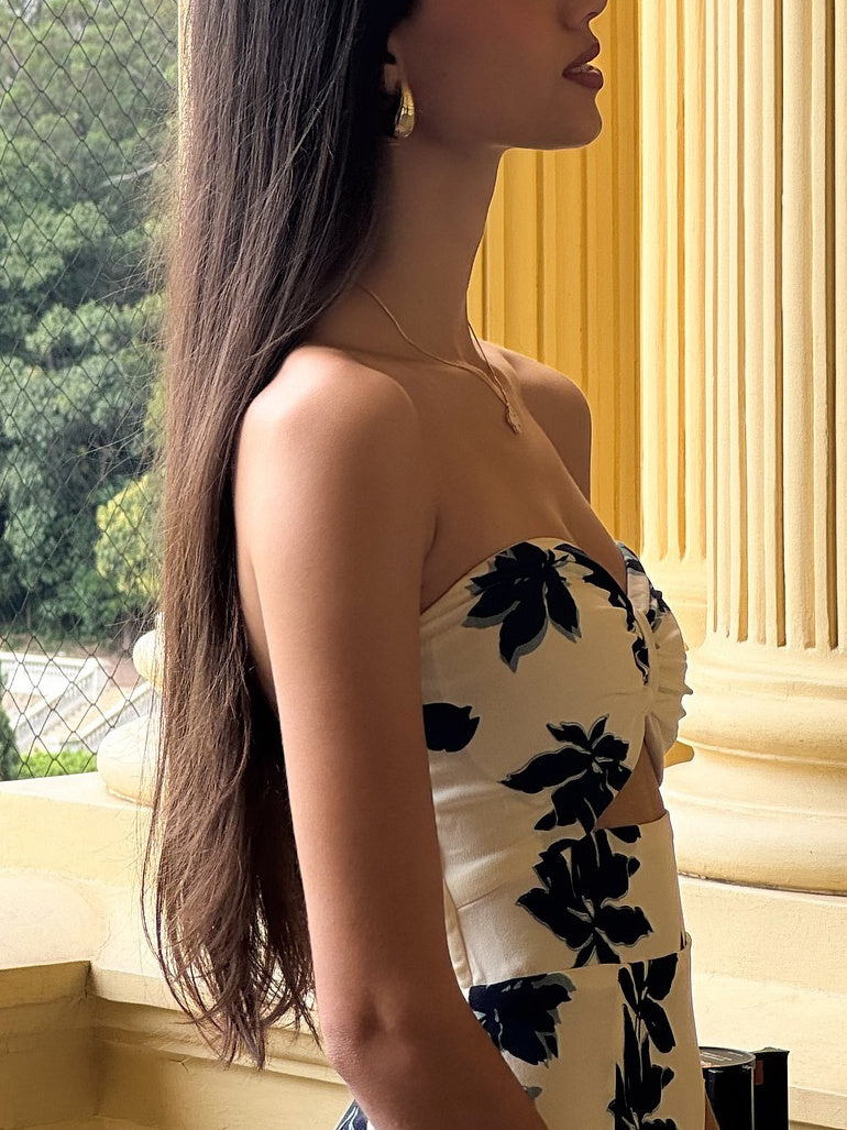 Strapless Ruffle Maxi Dress