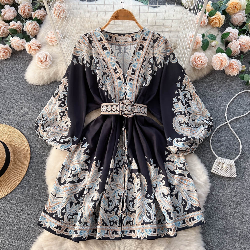 Lantern Sleeve Midi Dress