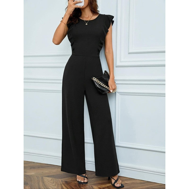 High Waist Ruffles Wide Leg Jumpsuit