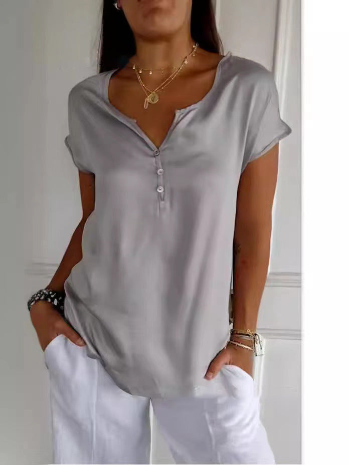 Summer Loose Simple Commute Short Sleeve Top