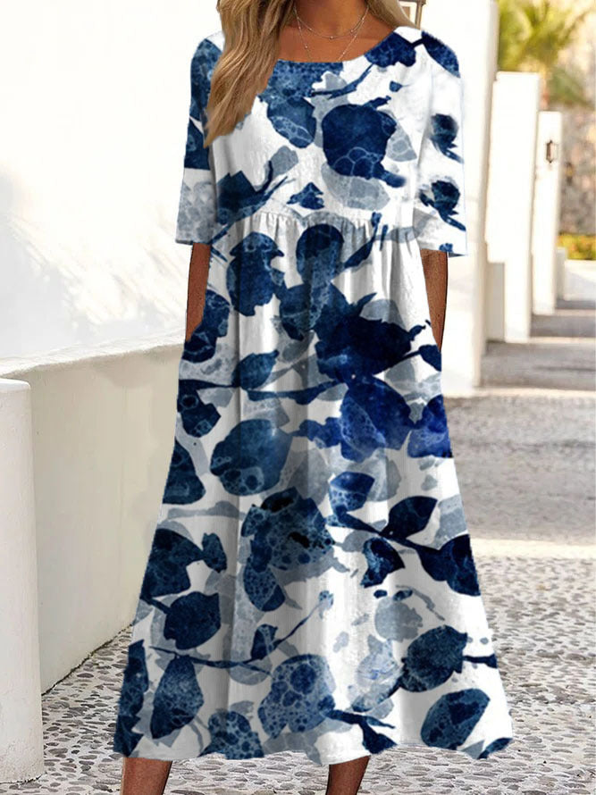Ladies Fashion Loose Floral Print Dress