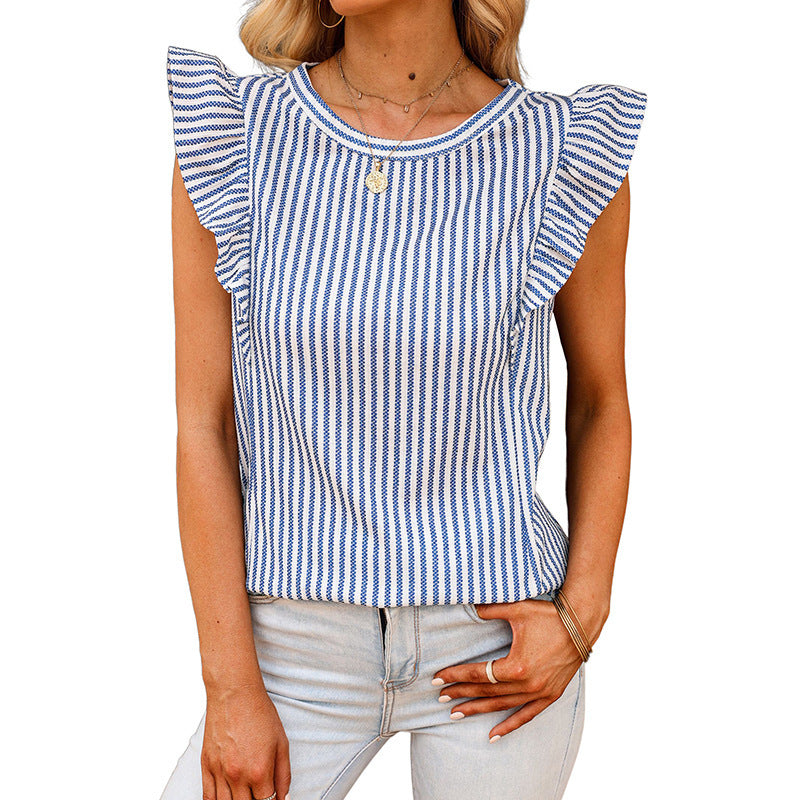 Shiying Ruffled Sleeveless Outer Wear Women's Top