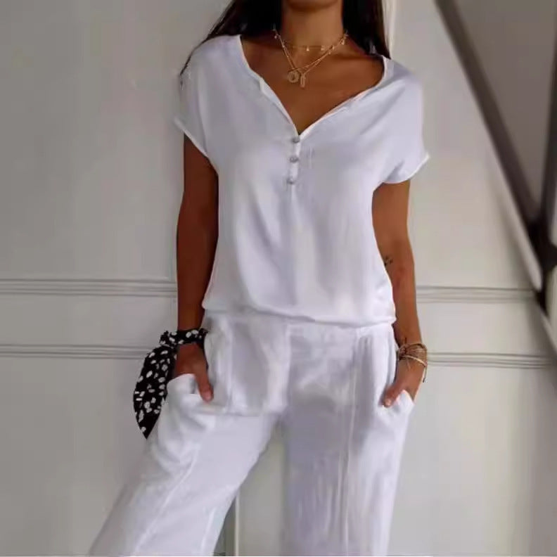 Summer Loose Simple Commute Short Sleeve Top