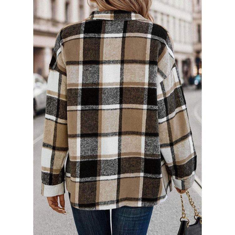 Woolen Loose Plaid Shirt