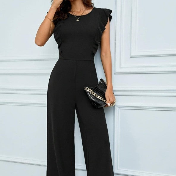 High Waist Ruffles Wide Leg Jumpsuit