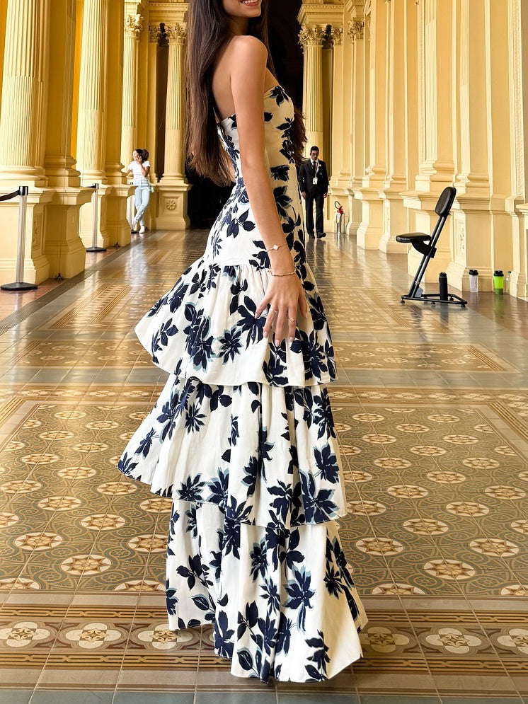 Strapless Ruffle Maxi Dress