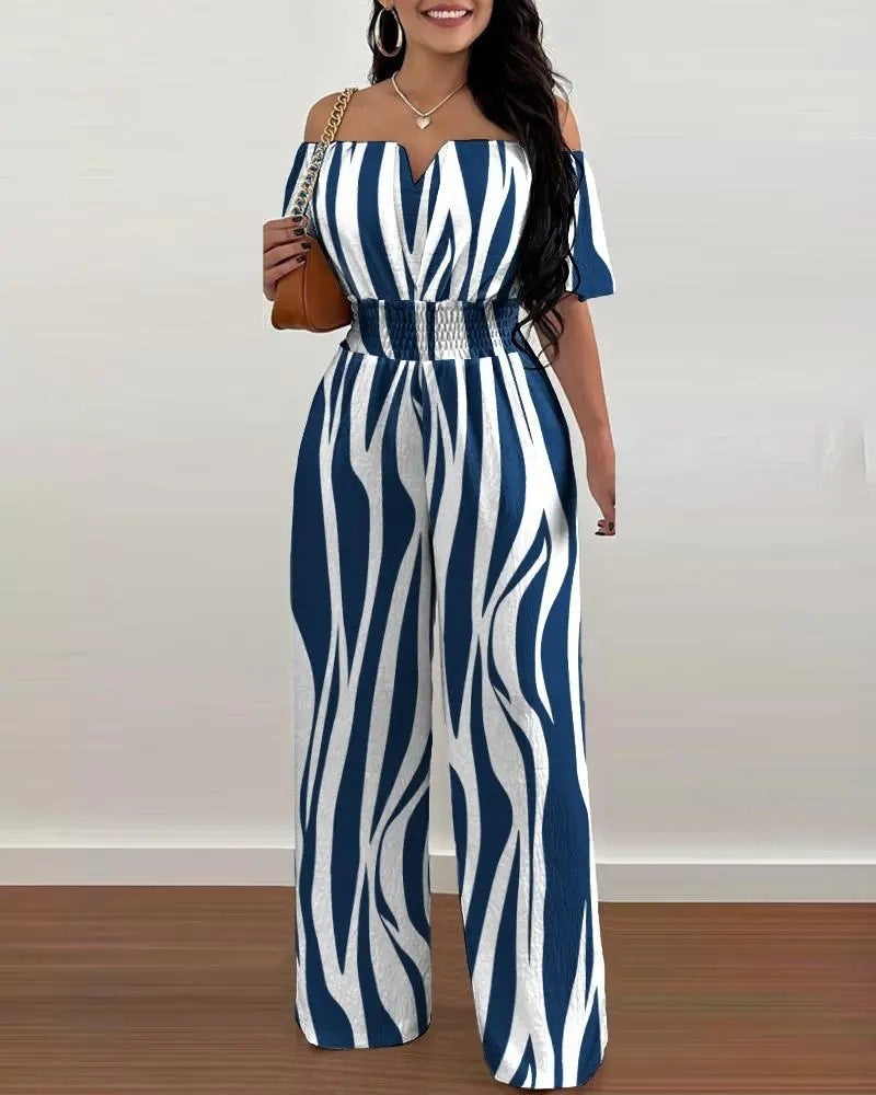 Women's Shoulder Fitted Waist Jumpsuit