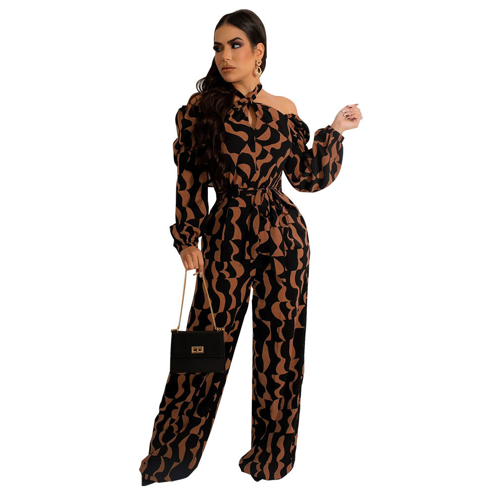 Women Long-sleeved Halter Jumpsuit